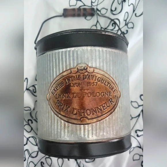 Vintage French Prix D'Honneur Galvanized Metal Bucket Decor - Picture 1 of 5